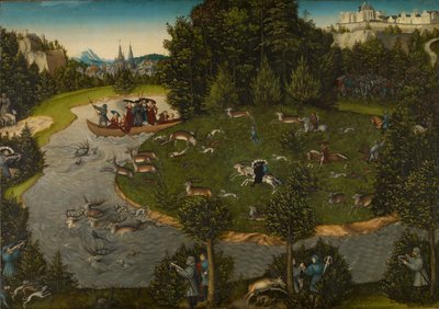 Caccia al cervo con Federico III, Elettore di Sassonia, Federico il Saggio da Lucas Cranach the Elder